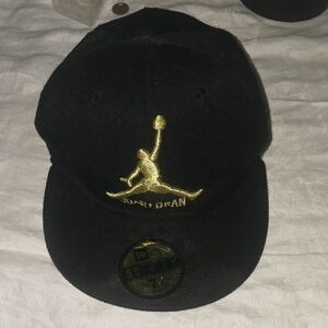 Classic JORDAN Black FITTED HAT with Gold Logo